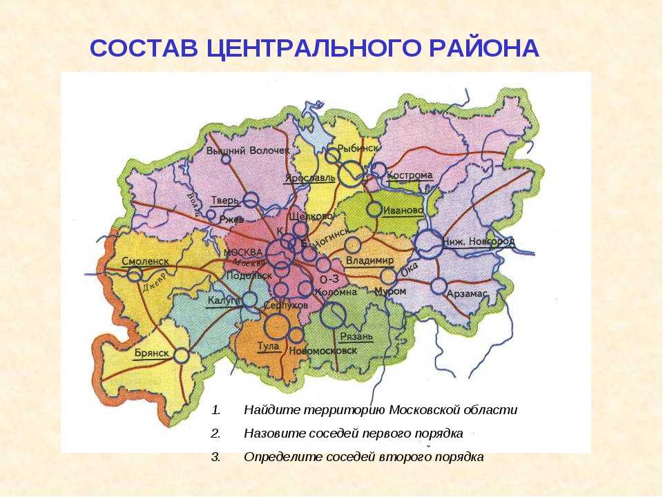 Состав центрального района на карте