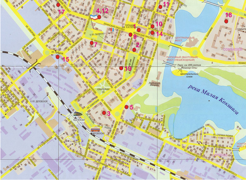 Карта центра семей. Карта г Йошкар-Ола. Карта города Йошкар-Ола с улицами. Карта центра Йошкар Олы. Карта центра города иошкарола.