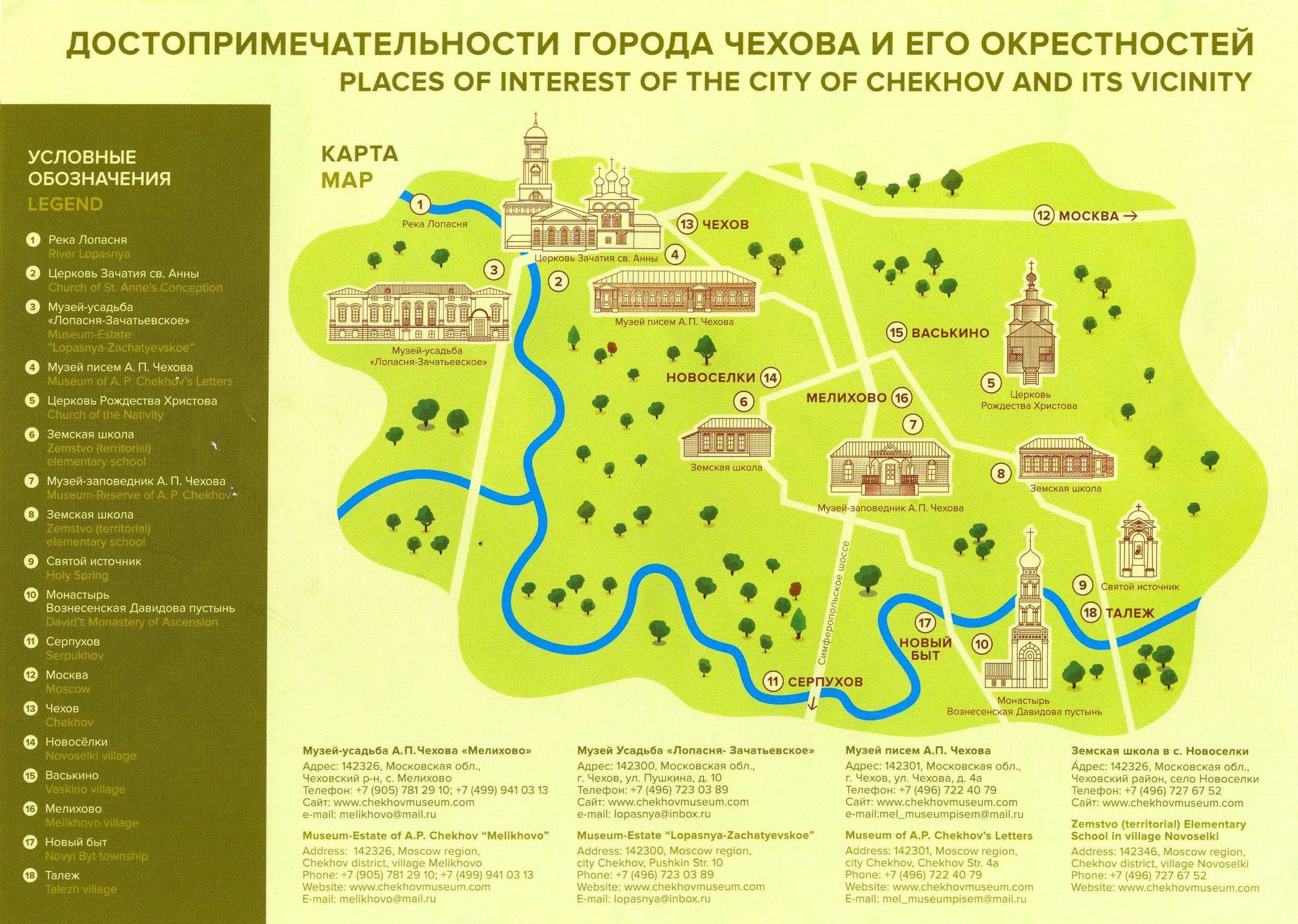 карта московской области с достопримечательностями