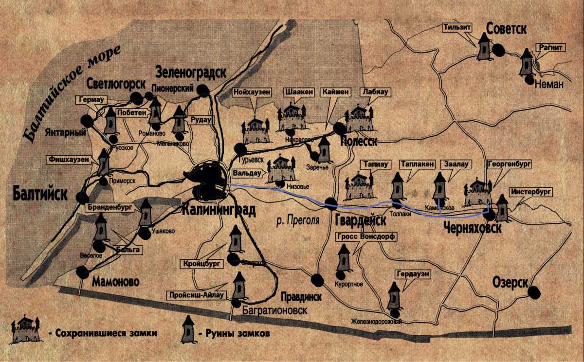 Карта достопримечательностей калининграда