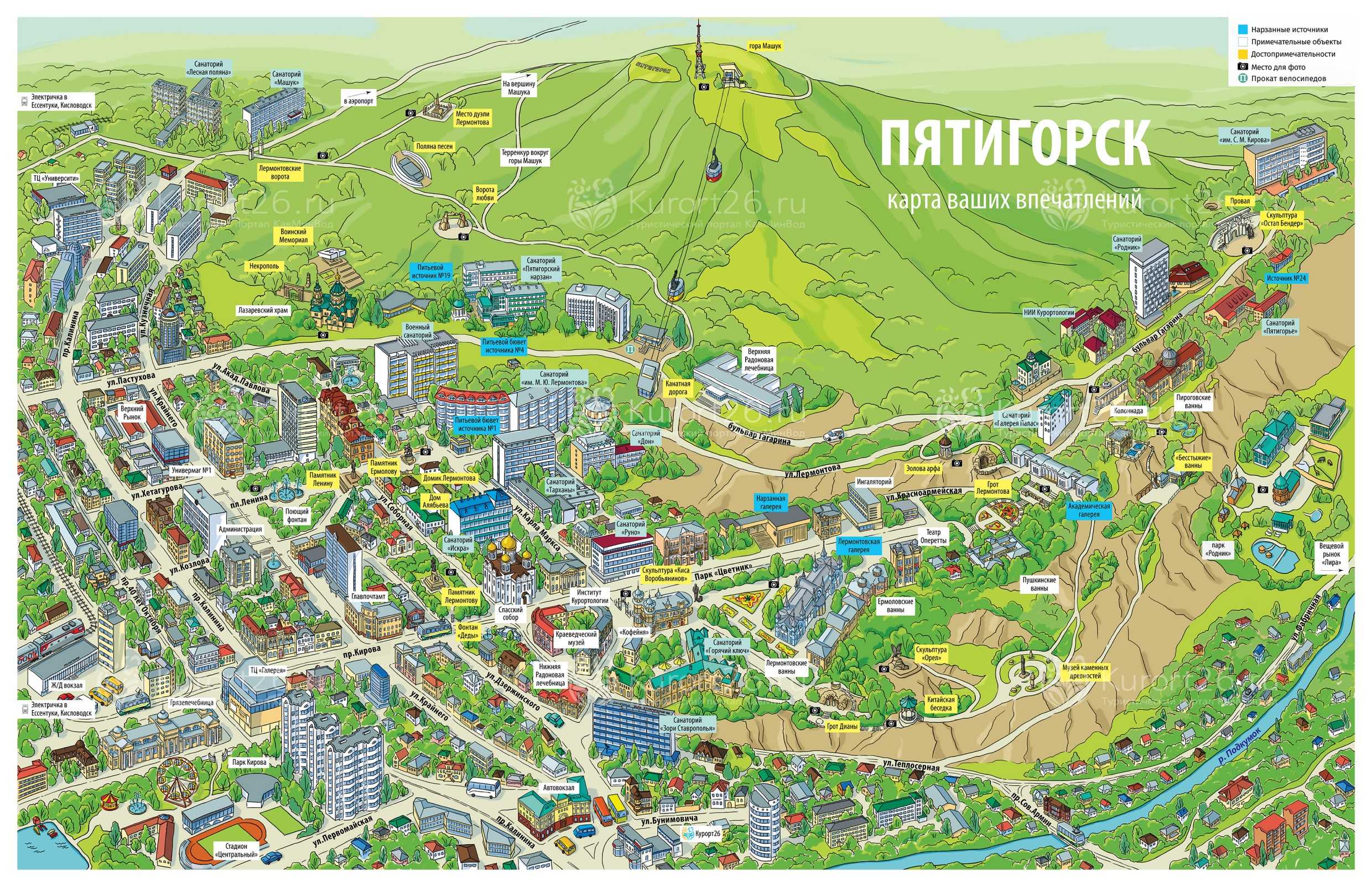 Пятигорск достопримечательности на карте фото с описанием