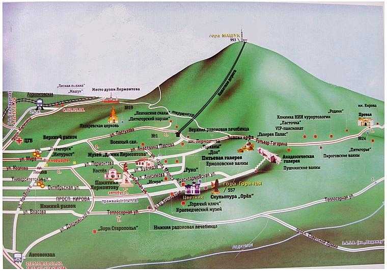 Горы железноводска с названиями карта