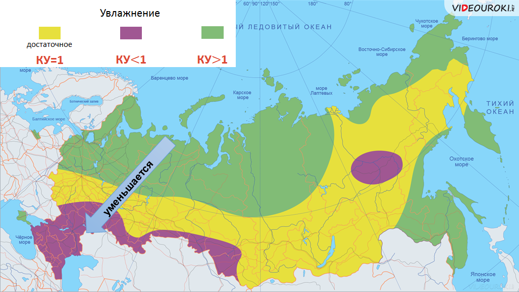 Карта зон влажности. Зоны влажности территории России. На территориях с жарким и климатом