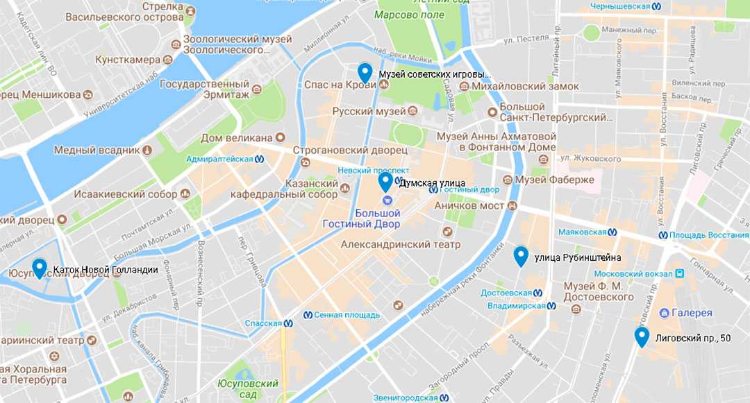 Карта невского проспекта санкт петербург с достопримечательностями
