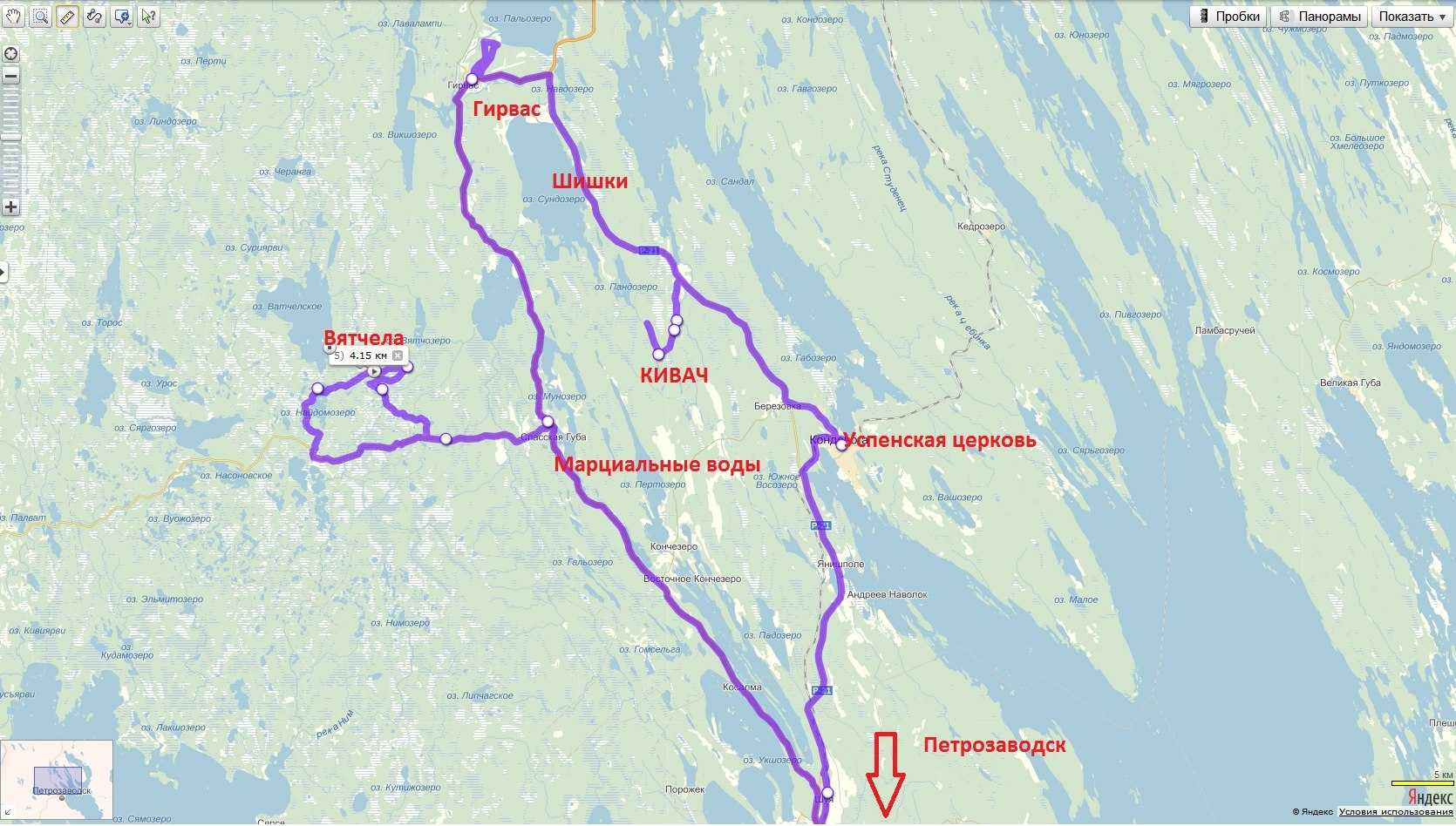 карта от москвы до карелии