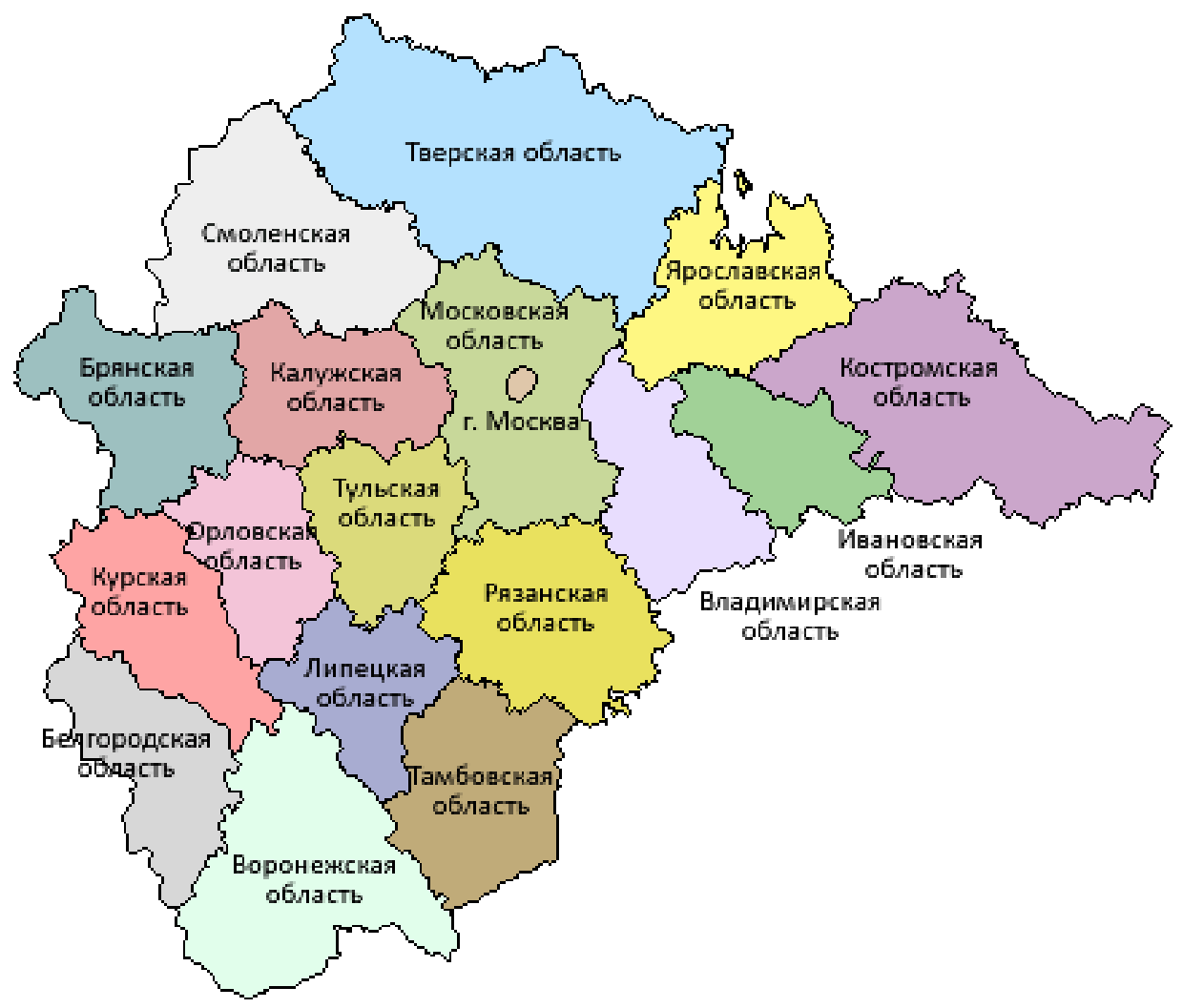 Области можно. Карта центрального федерального округа России. ЦФО на карте России с областями. Карта центрального федерального округа с областями. Центральный федеральный округ карта с областями.